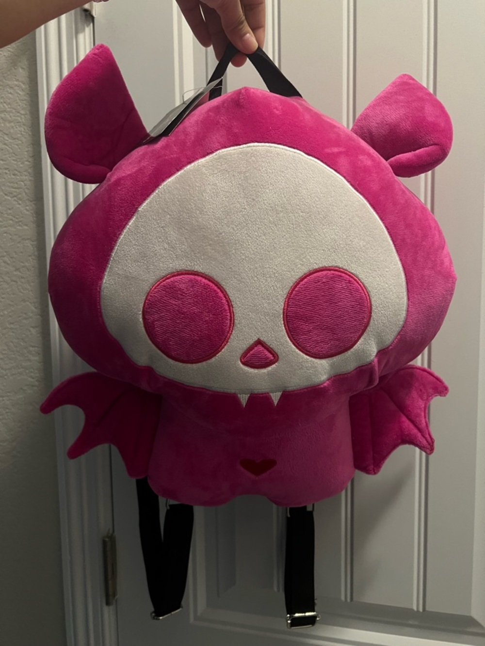 Skelanimal pink bat plush backpack